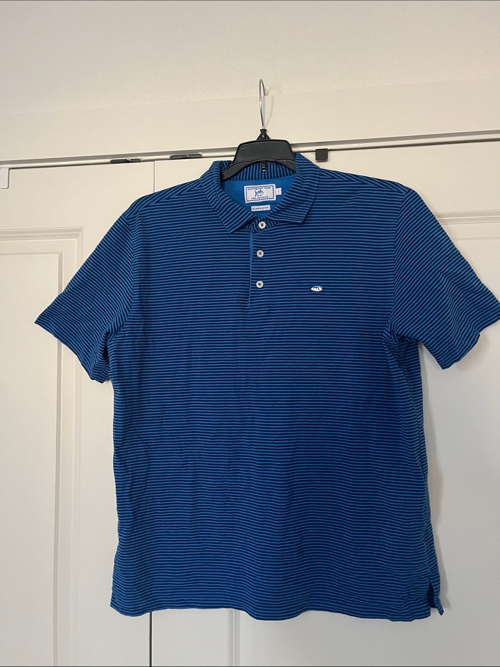 Southern Tide Blue Striped Short-Sleeve Polo